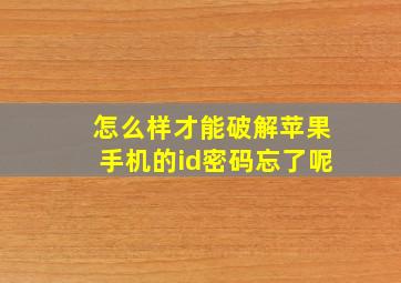 怎么样才能破解苹果手机的id密码忘了呢