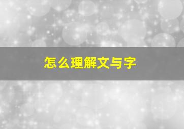 怎么理解文与字