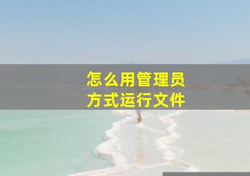 怎么用管理员方式运行文件