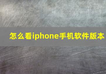 怎么看iphone手机软件版本