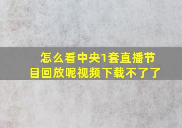 怎么看中央1套直播节目回放呢视频下载不了了