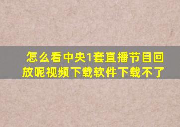 怎么看中央1套直播节目回放呢视频下载软件下载不了