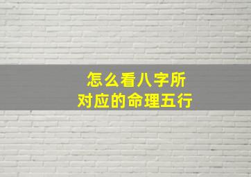 怎么看八字所对应的命理五行