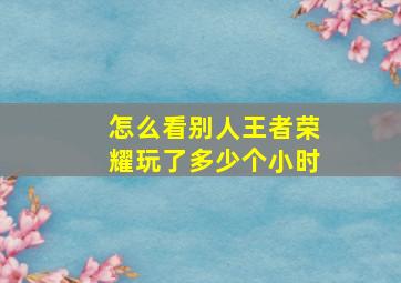 怎么看别人王者荣耀玩了多少个小时