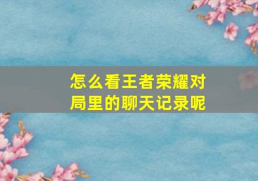 怎么看王者荣耀对局里的聊天记录呢