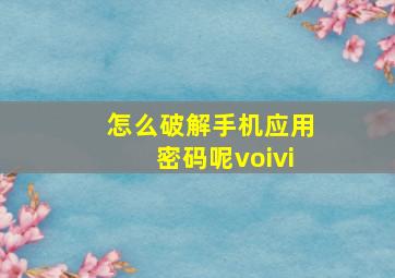 怎么破解手机应用密码呢voivi