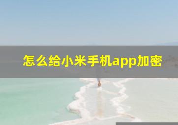 怎么给小米手机app加密