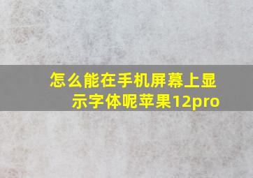 怎么能在手机屏幕上显示字体呢苹果12pro