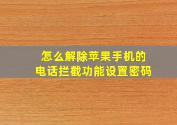 怎么解除苹果手机的电话拦截功能设置密码