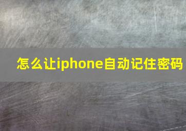 怎么让iphone自动记住密码