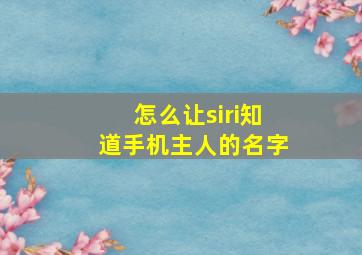 怎么让siri知道手机主人的名字