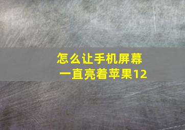 怎么让手机屏幕一直亮着苹果12