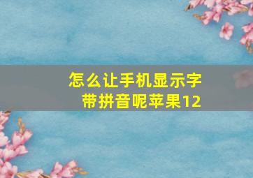 怎么让手机显示字带拼音呢苹果12