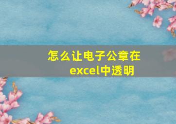 怎么让电子公章在excel中透明