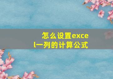 怎么设置excel一列的计算公式