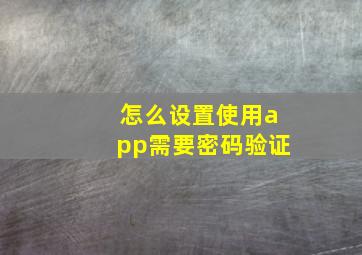 怎么设置使用app需要密码验证