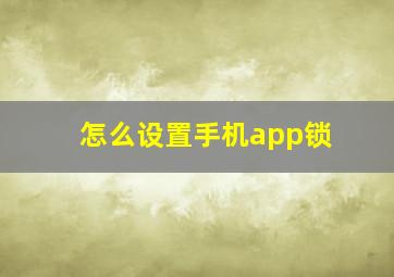 怎么设置手机app锁