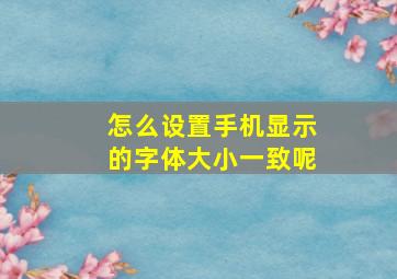 怎么设置手机显示的字体大小一致呢