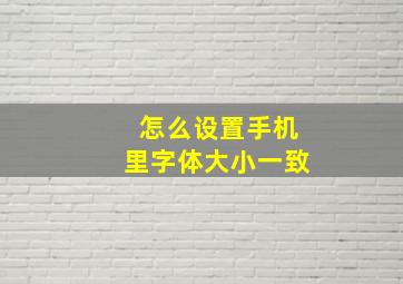 怎么设置手机里字体大小一致