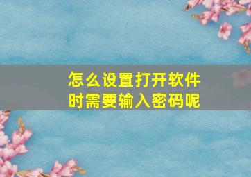 怎么设置打开软件时需要输入密码呢