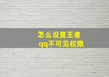 怎么设置王者qq不可见权限