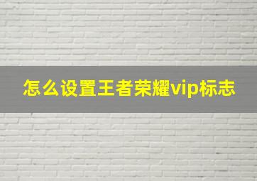 怎么设置王者荣耀vip标志