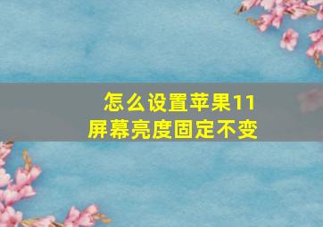 怎么设置苹果11屏幕亮度固定不变