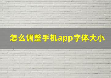 怎么调整手机app字体大小