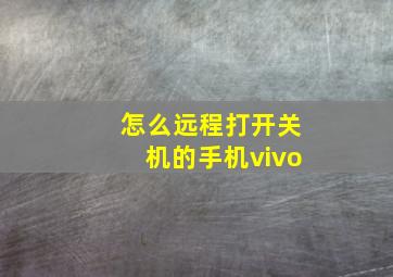 怎么远程打开关机的手机vivo