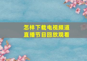 怎样下载电视频道直播节目回放观看