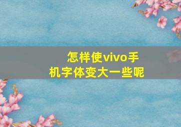 怎样使vivo手机字体变大一些呢