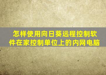 怎样使用向日葵远程控制软件在家控制单位上的内网电脑