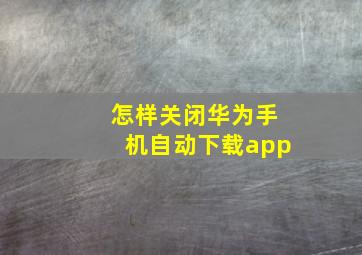 怎样关闭华为手机自动下载app