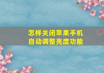 怎样关闭苹果手机自动调整亮度功能