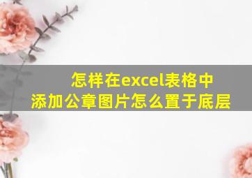 怎样在excel表格中添加公章图片怎么置于底层