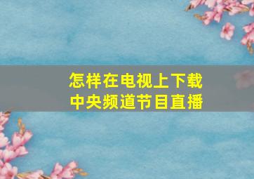 怎样在电视上下载中央频道节目直播