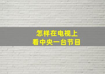 怎样在电视上看中央一台节目