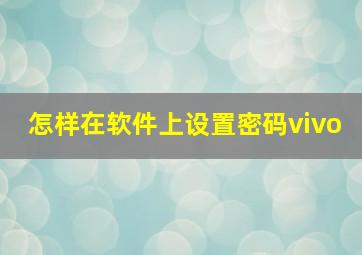 怎样在软件上设置密码vivo