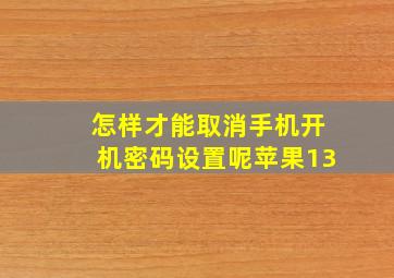 怎样才能取消手机开机密码设置呢苹果13