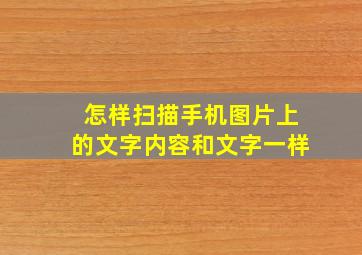 怎样扫描手机图片上的文字内容和文字一样