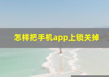 怎样把手机app上锁关掉