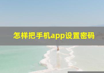 怎样把手机app设置密码