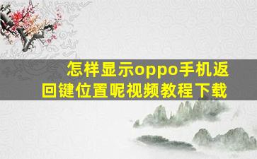 怎样显示oppo手机返回键位置呢视频教程下载