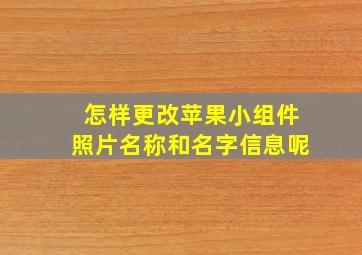 怎样更改苹果小组件照片名称和名字信息呢