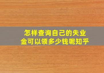 怎样查询自己的失业金可以领多少钱呢知乎