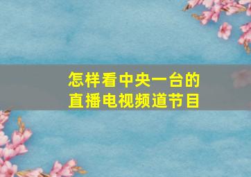 怎样看中央一台的直播电视频道节目