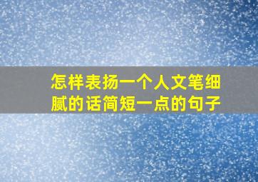 怎样表扬一个人文笔细腻的话简短一点的句子