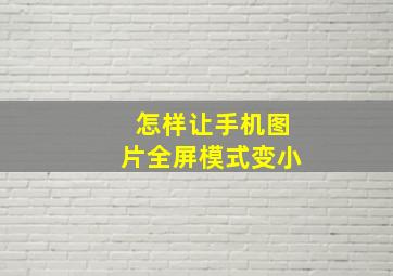 怎样让手机图片全屏模式变小