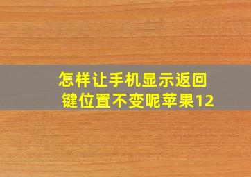 怎样让手机显示返回键位置不变呢苹果12