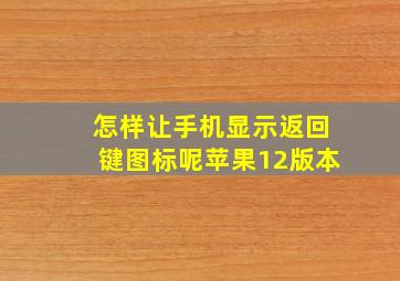 怎样让手机显示返回键图标呢苹果12版本